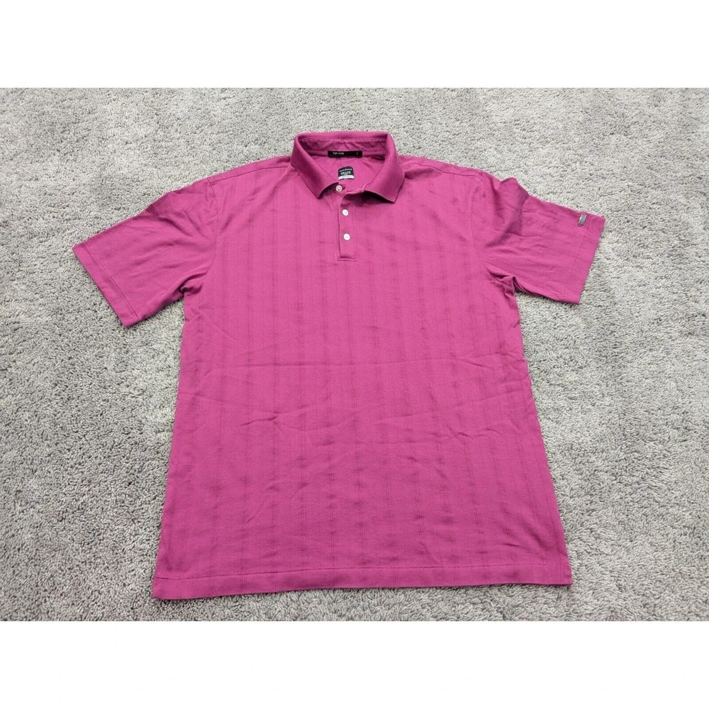 Tiger Woods‎ Collection Polo Shirt Mens Large Dri-Fit Pink Short Sleeve Casual